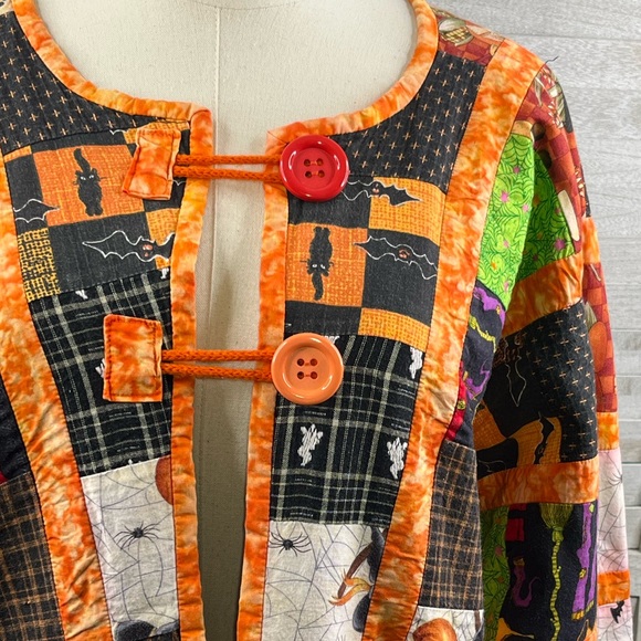 Halloween Themed Handmade Quilted Sweatshirt Jacket-Large - Picture 2 of 11